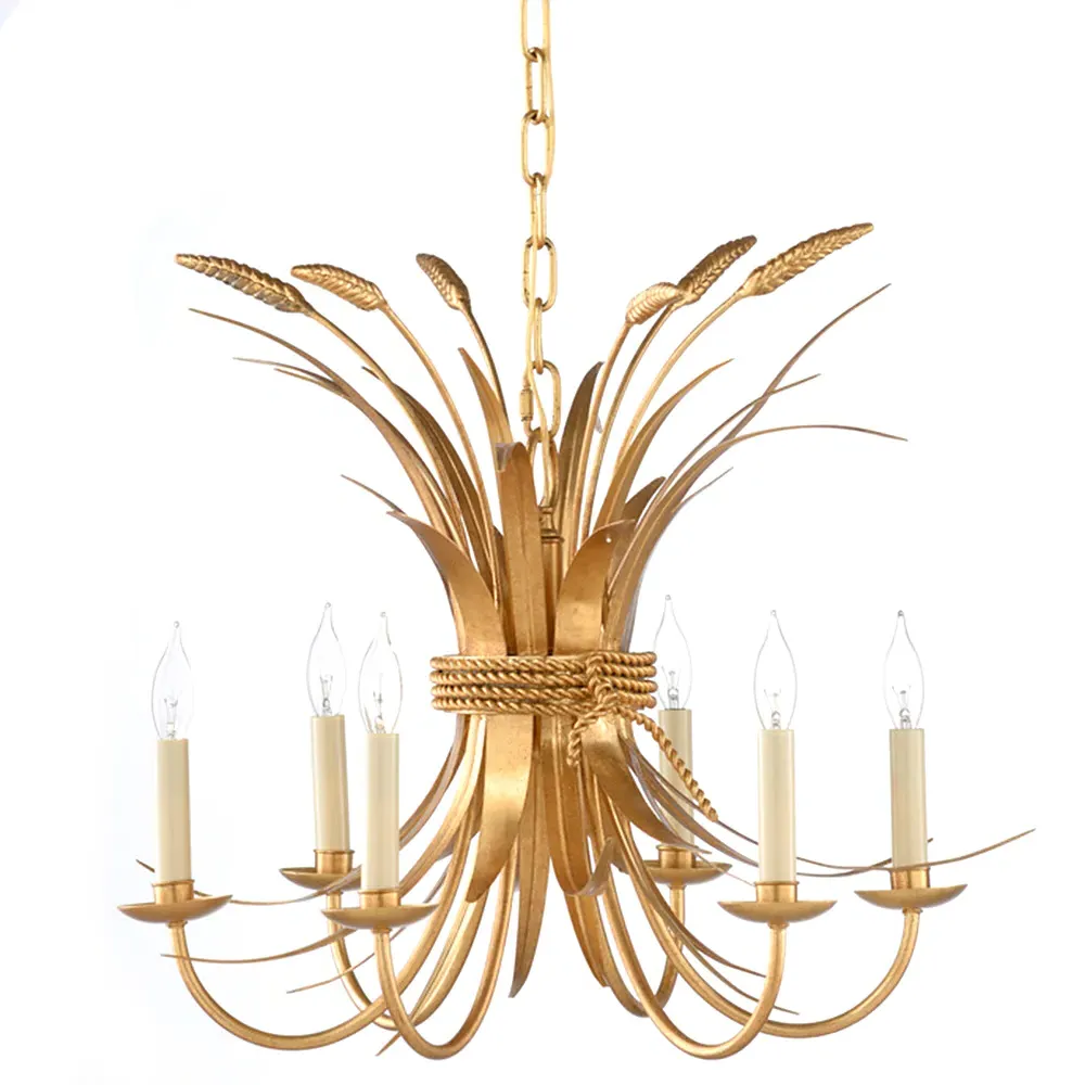 Tresdale Wheat Iron Chandelier - Gold