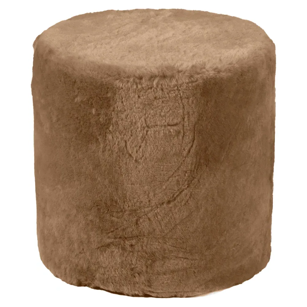 Triani Round Pouf - Brown, Sheepskin image