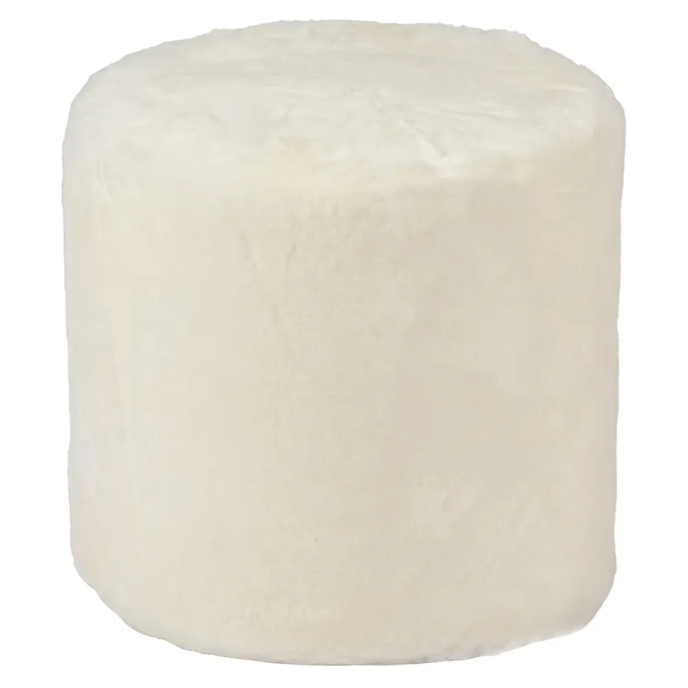 Triani Round Pouf - Off White, Sheepskin