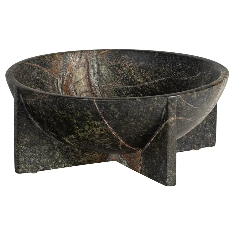 Tribune Large Decorative Bowl - Green, Marble