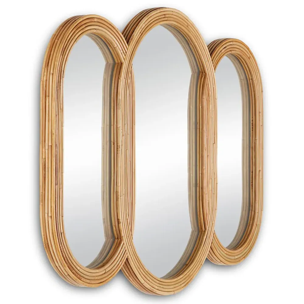 Tricelle 3-Part Wall Mounted Mirror - Brown, Rattan