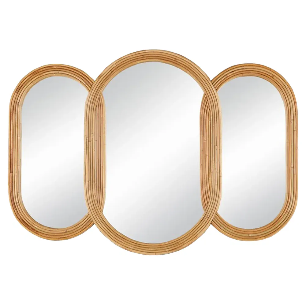 Tricelle 3-Part Wall Mounted Mirror - Brown, Rattan image