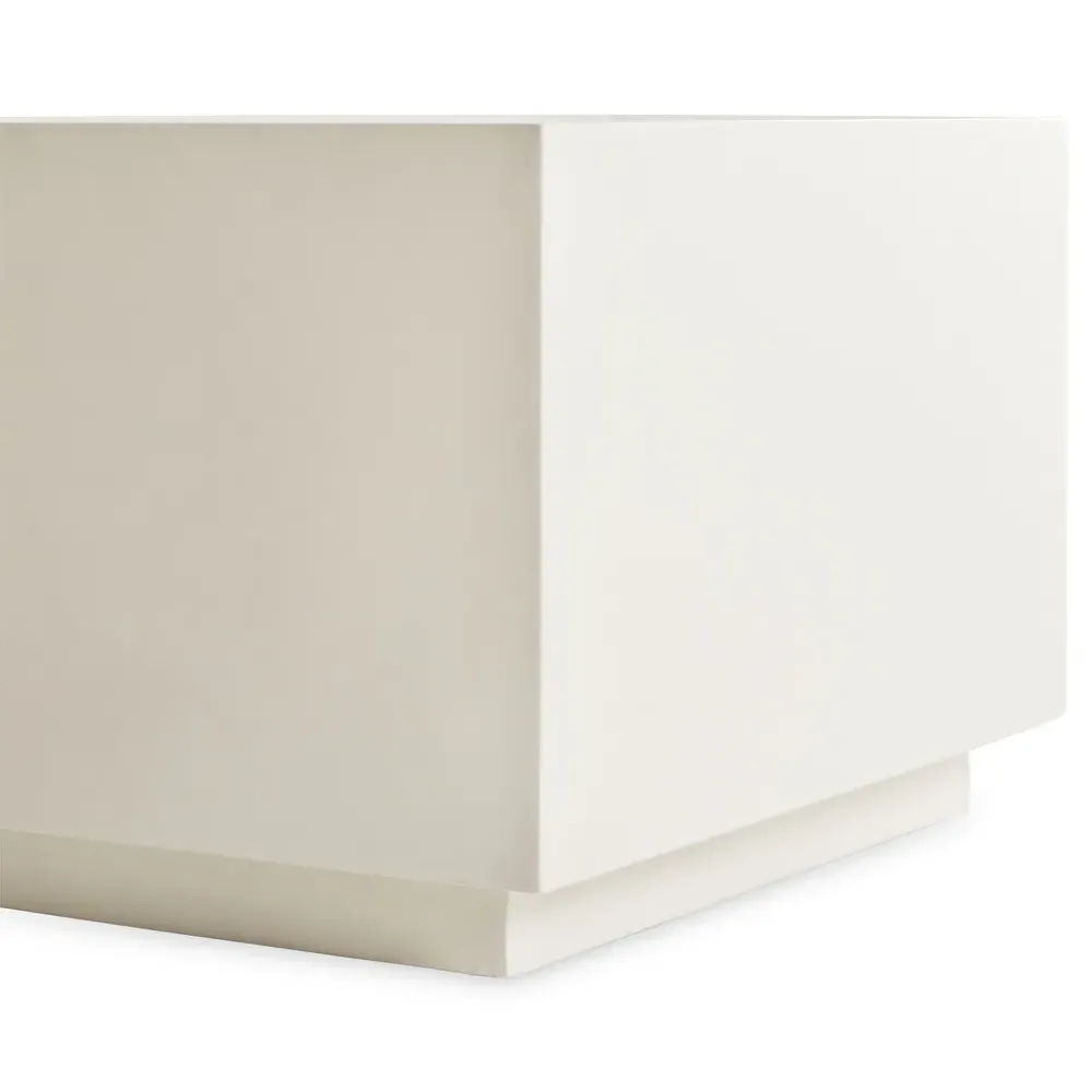 Tricia Square Block Outdoor Coffee Table - White, Concrete