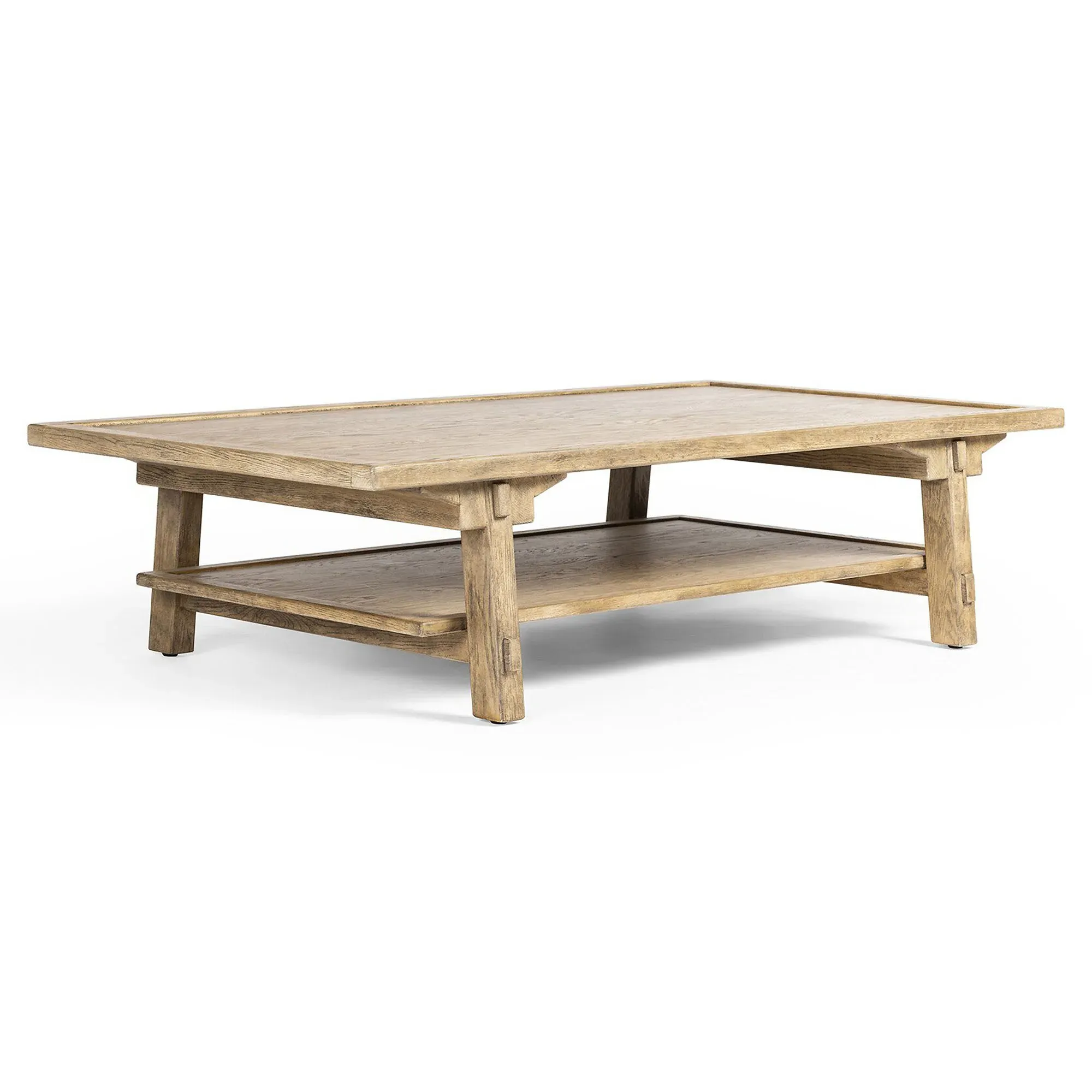 Trina Rectangular Coffee Table with Shelf - Light Oak
