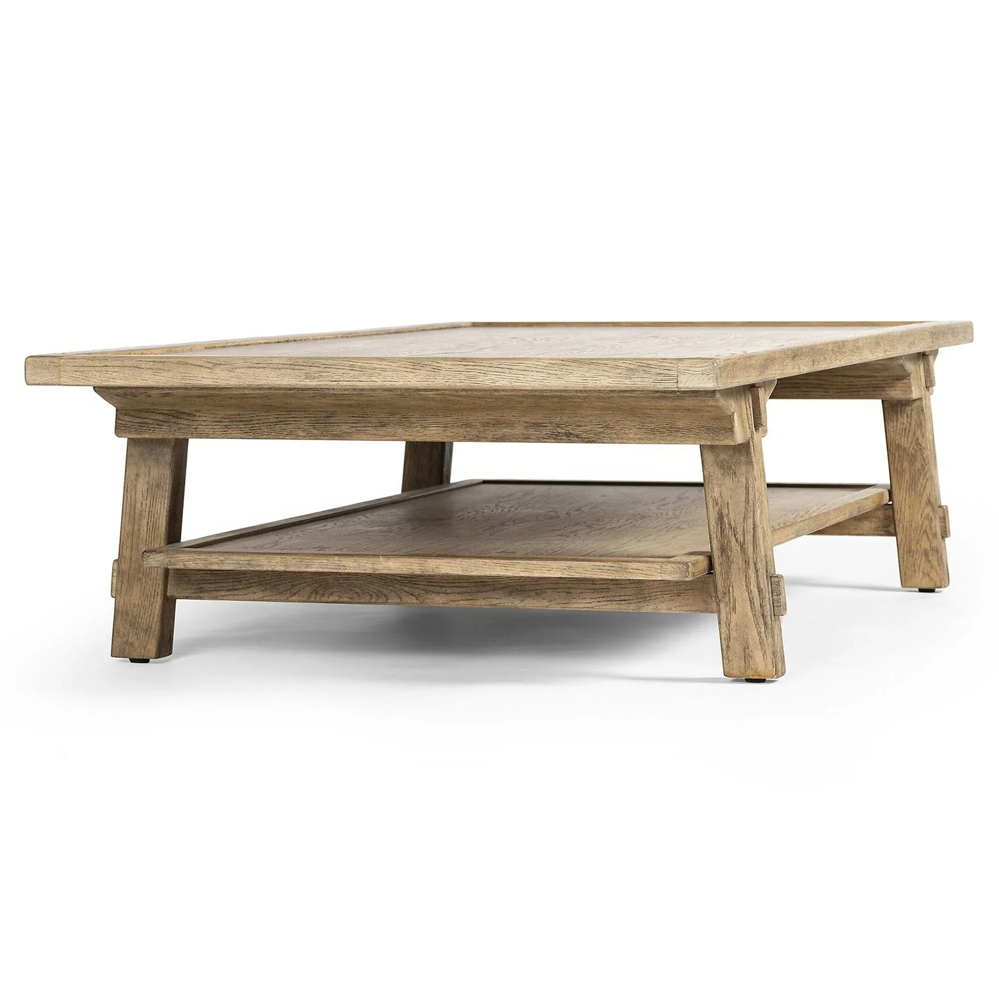 Trina Rectangular Coffee Table with Shelf - Light Oak