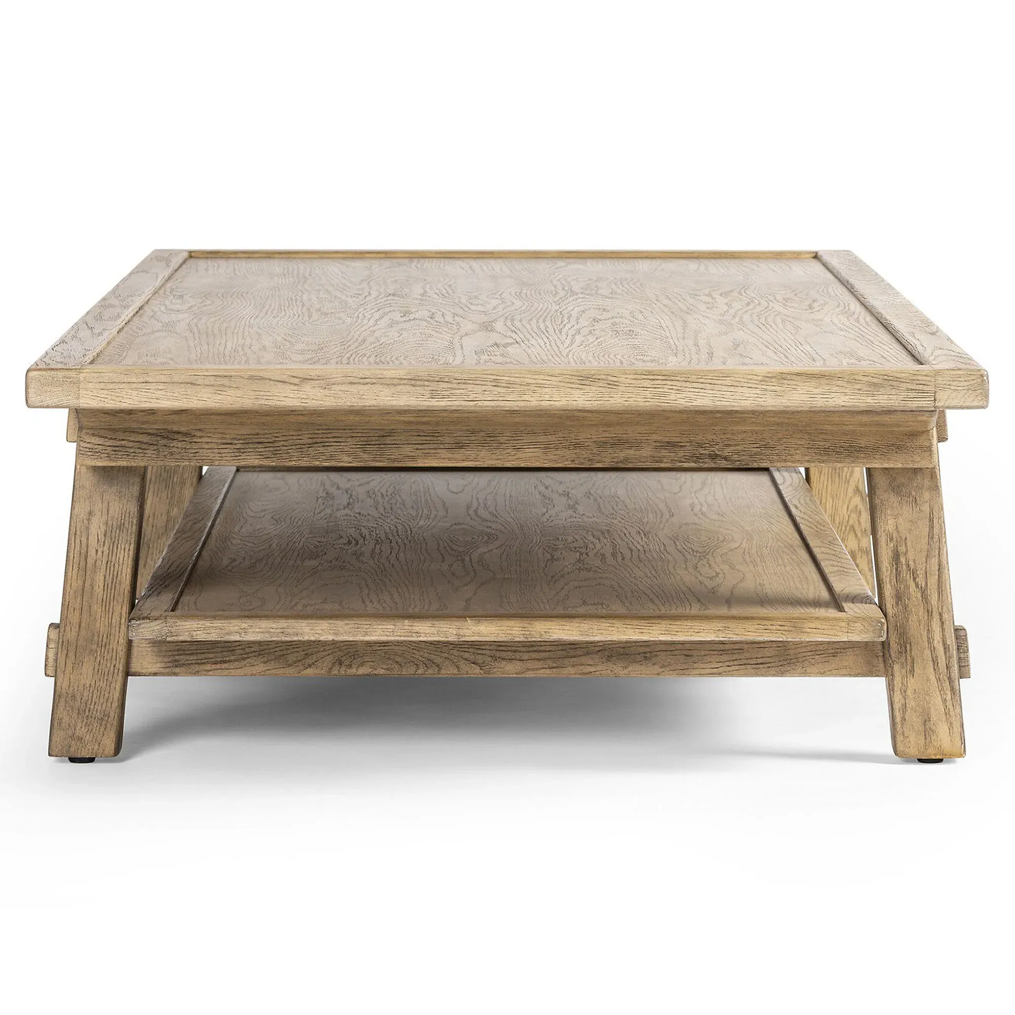 Trina Rectangular Coffee Table with Shelf - Light Oak