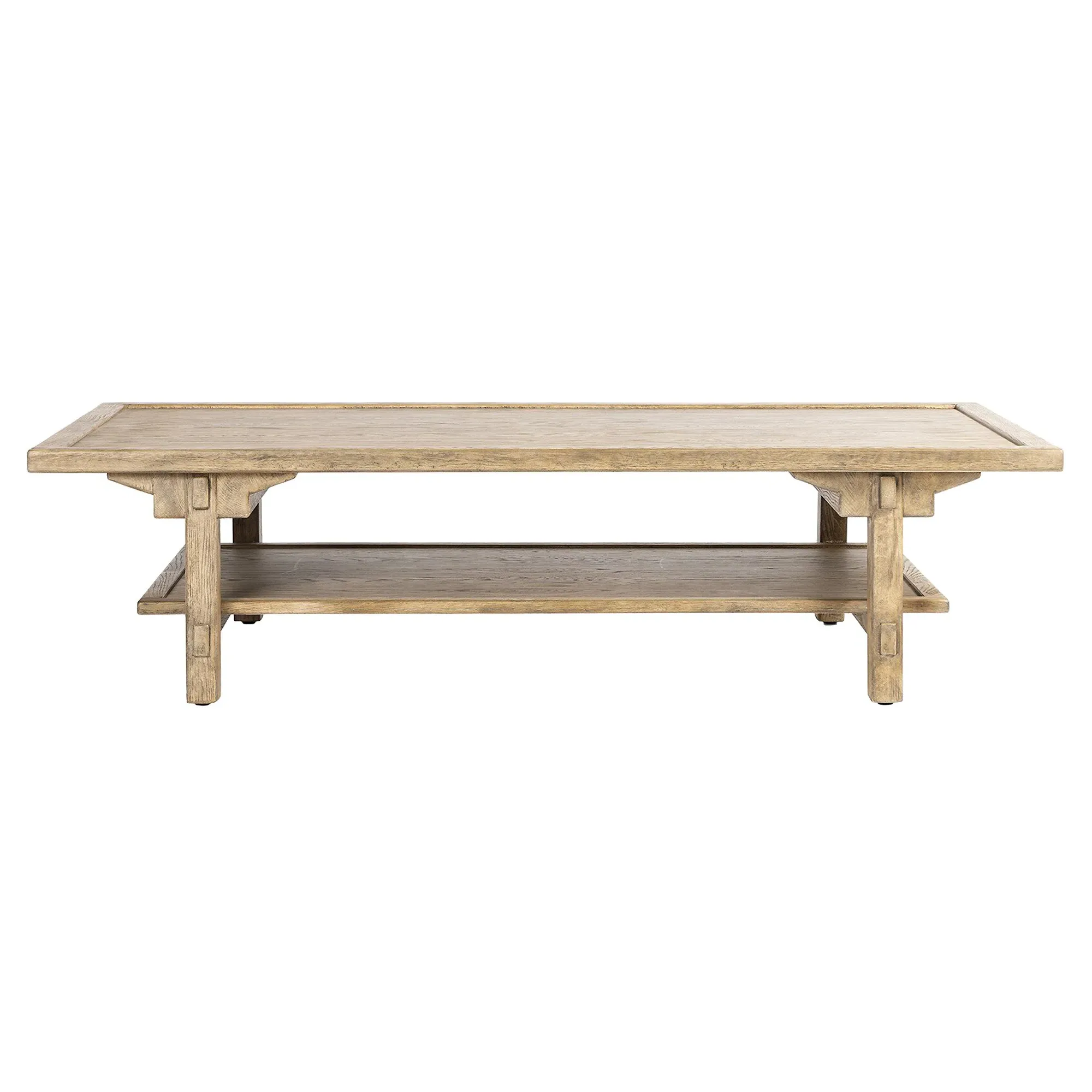 Trina Rectangular Coffee Table with Shelf - Light Oak image
