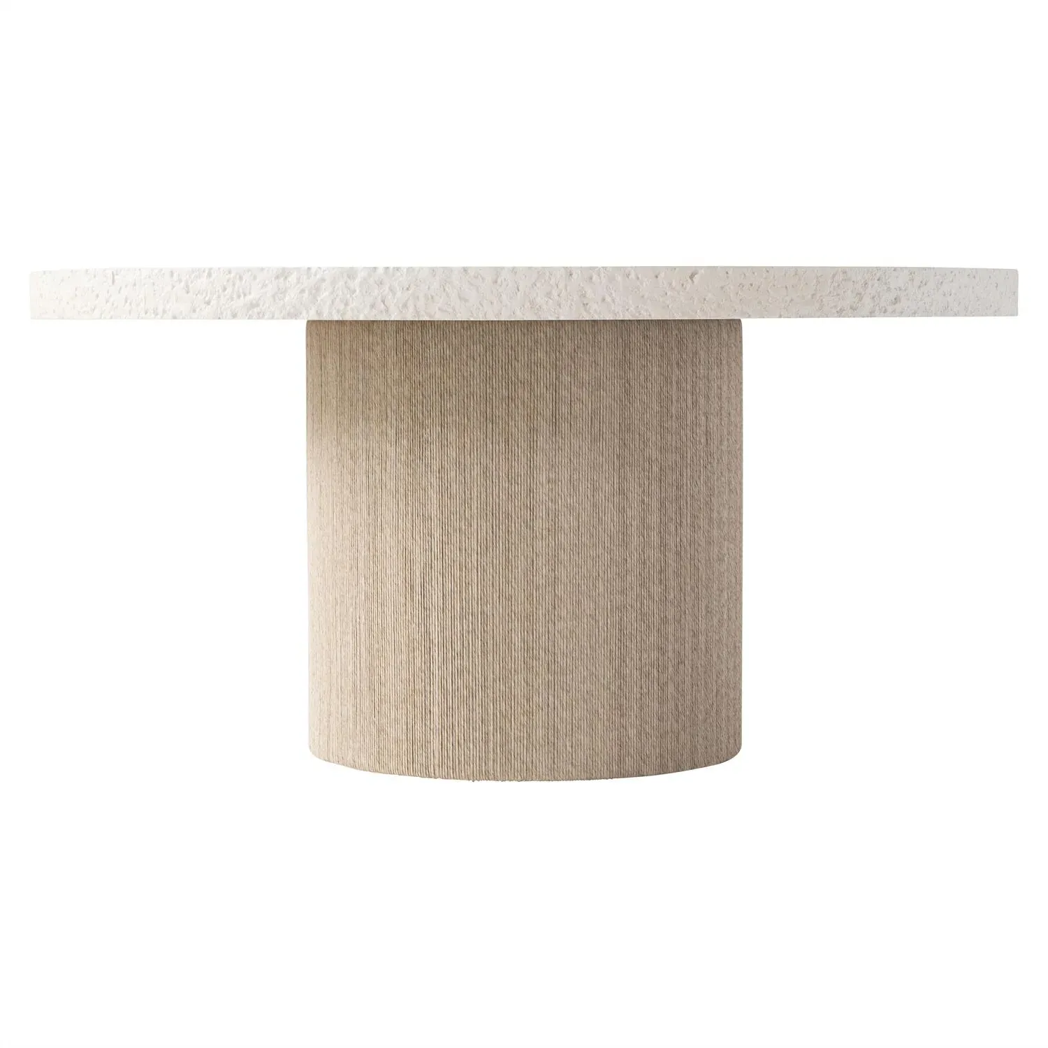 Trina Round Pedestal Dining Table with Rope Base - Cream