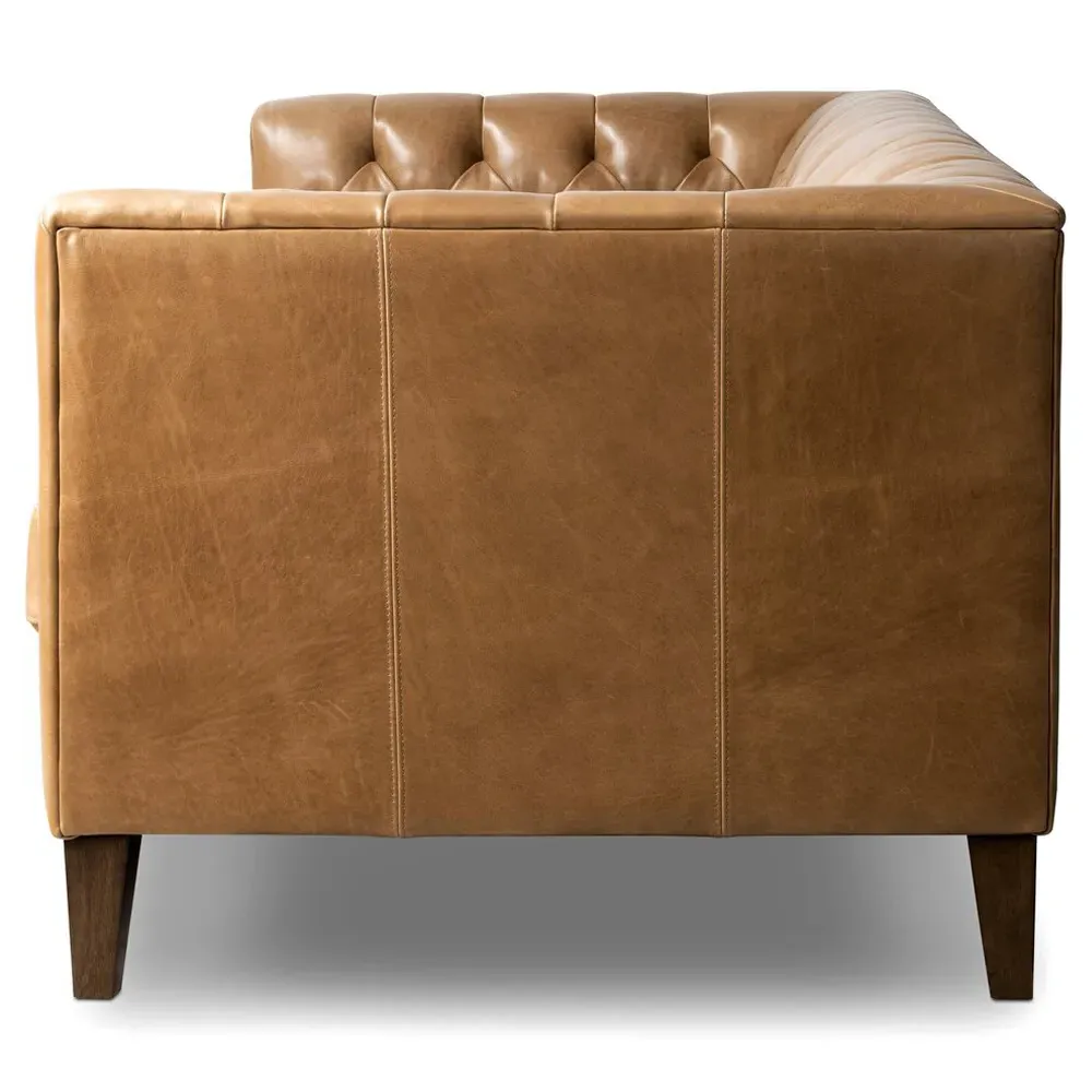 Trina Tufted Chesterfield Sofa - Brown, Leather