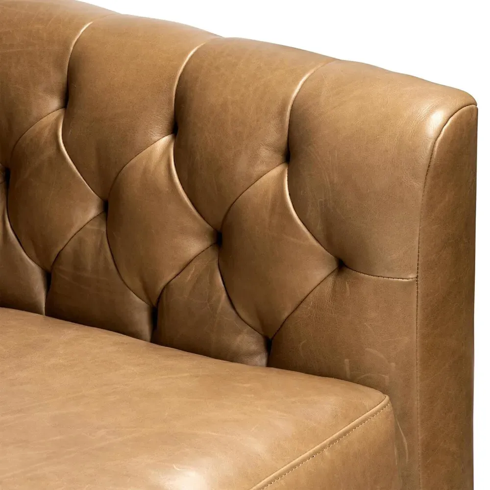 Trina Tufted Chesterfield Sofa - Brown, Leather