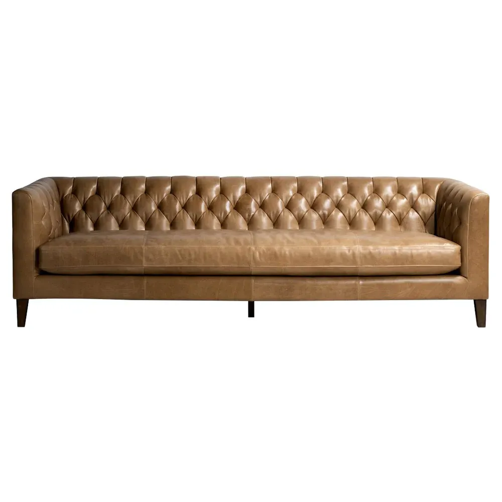 Trina Tufted Chesterfield Sofa - Brown, Leather