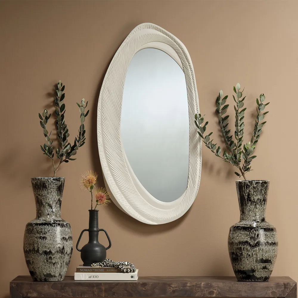 Trinity Oval Wall Mounted Mirror - White, Resin