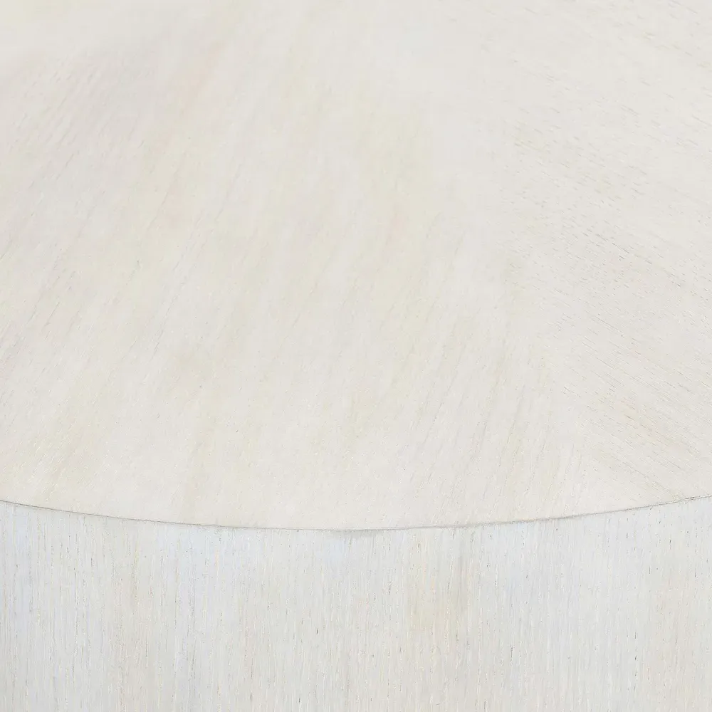 Trinity Round Drum Coffee Table - White, Oak Veneer