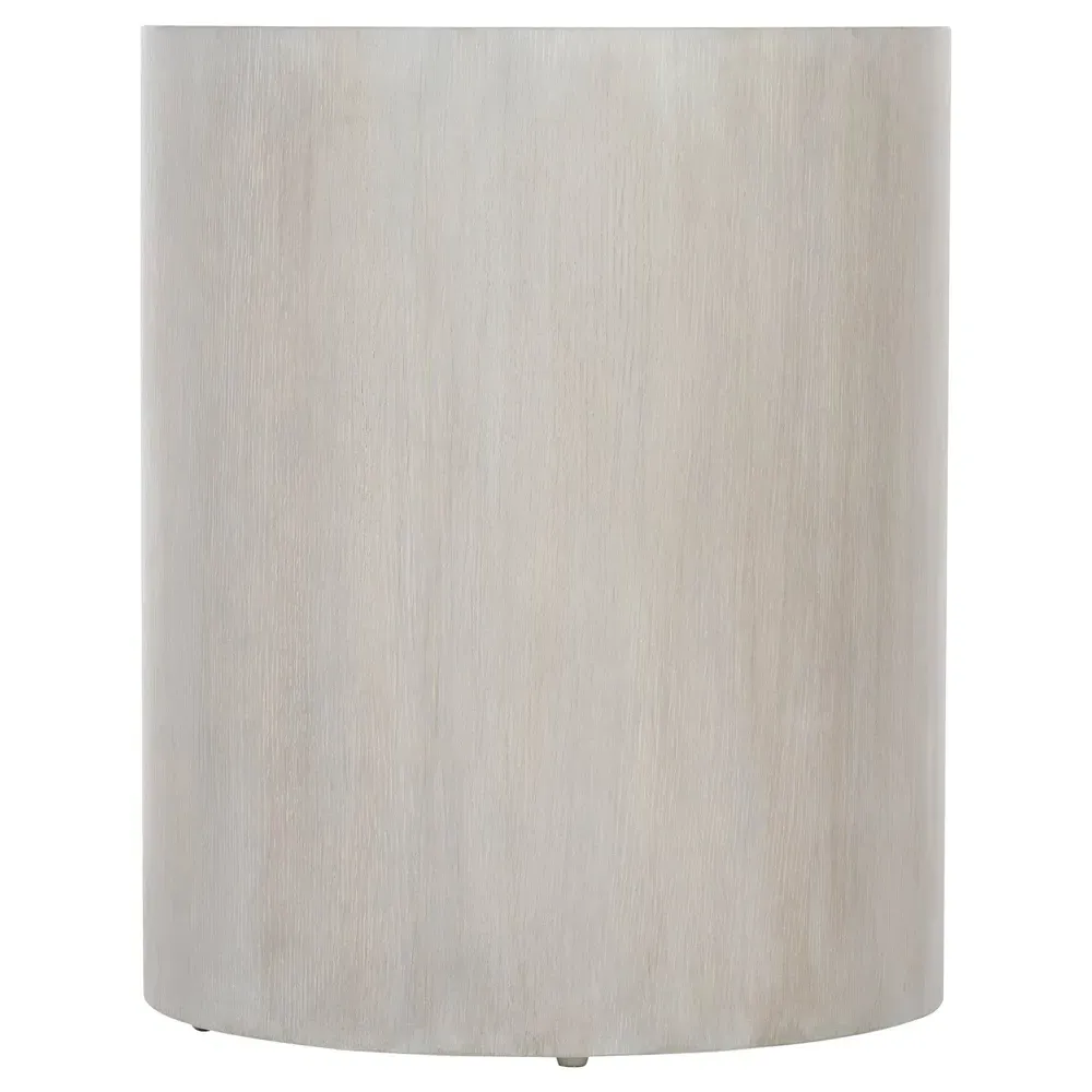 Trinity Round Drum Side Table - White, Oak Veneer