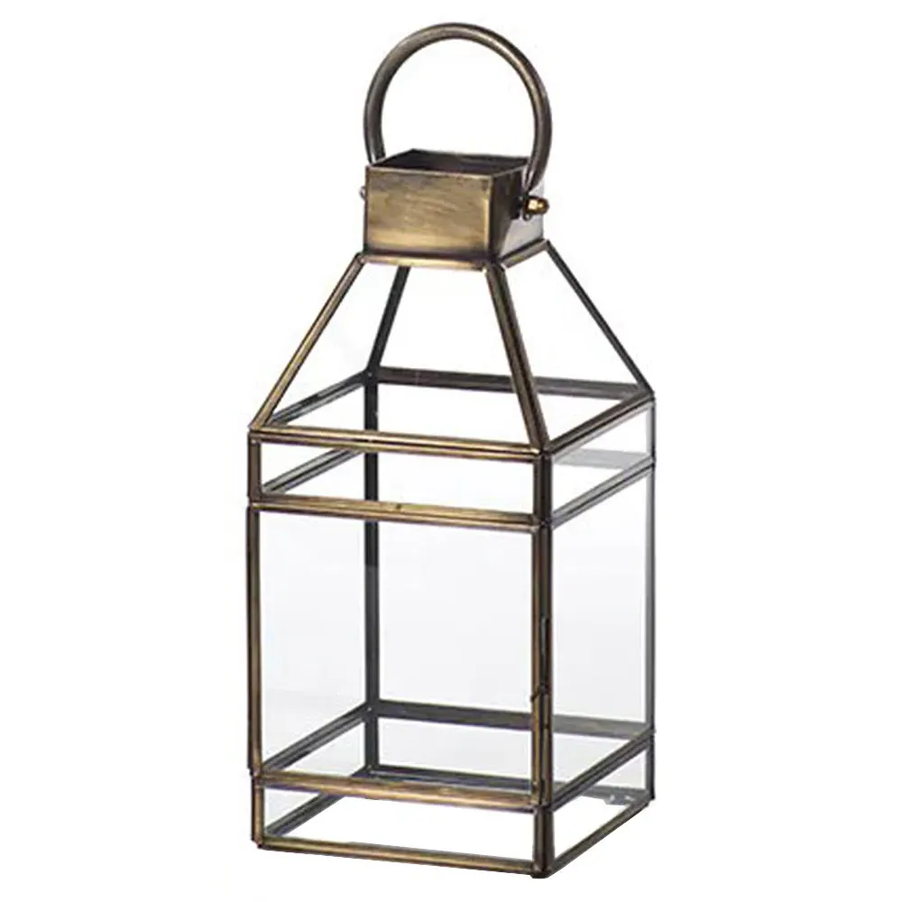 Trisha Small Lantern Candleholder - Clear, Brass image
