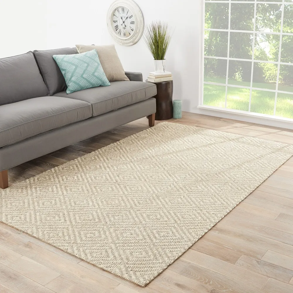 Tristan Diamond Lattice Patterned Rug Sample - Brown, Sisal