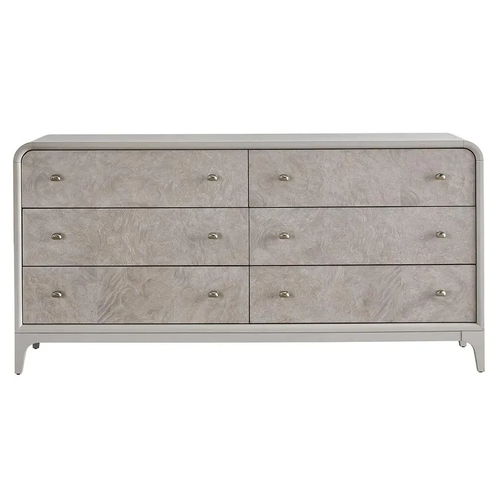 Tristan Double Dresser - Light Grey, Burl Wood