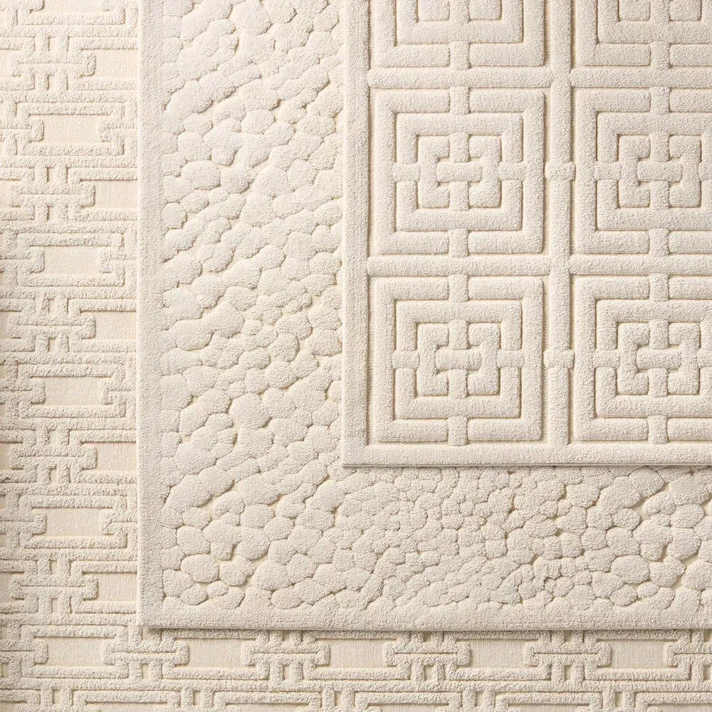 Tristan Geometric Patterned Rug - Cream, Polyester