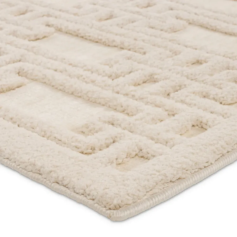 Tristan Geometric Patterned Rug - Cream, Polyester