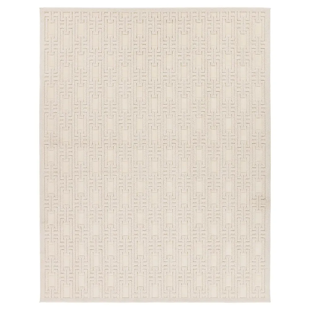 Tristan Geometric Patterned Rug - Cream, Polyester