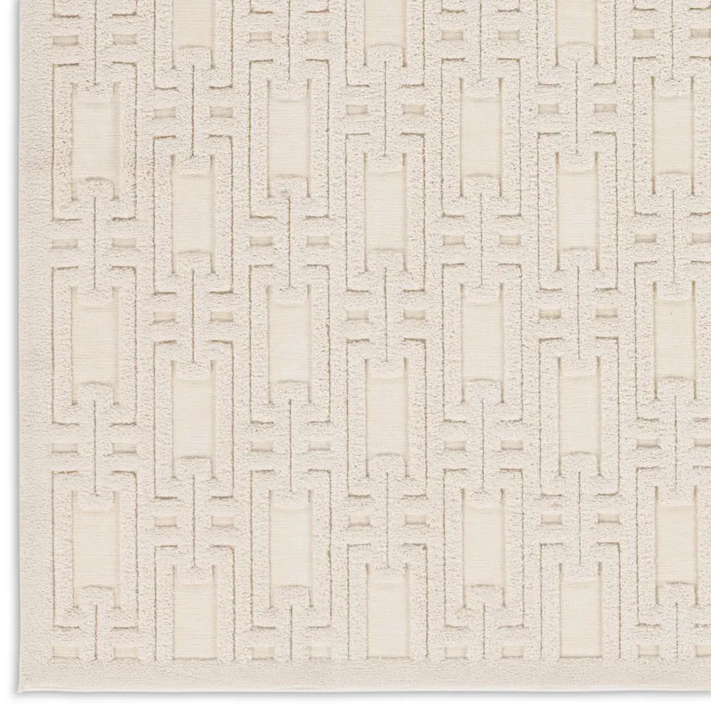 Tristan Geometric Patterned Rug Sample - Cream, Polyester