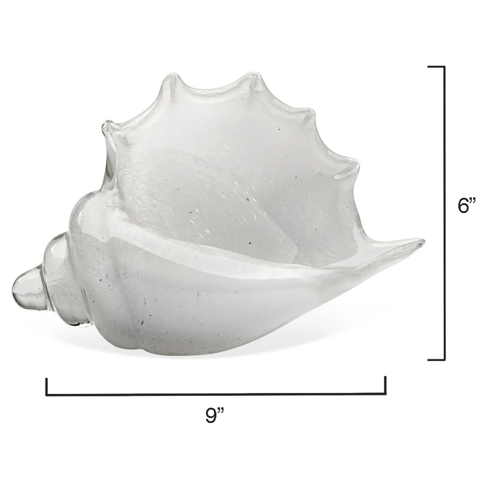 Tristan Hand Blown Glass Shell Sculpture - White