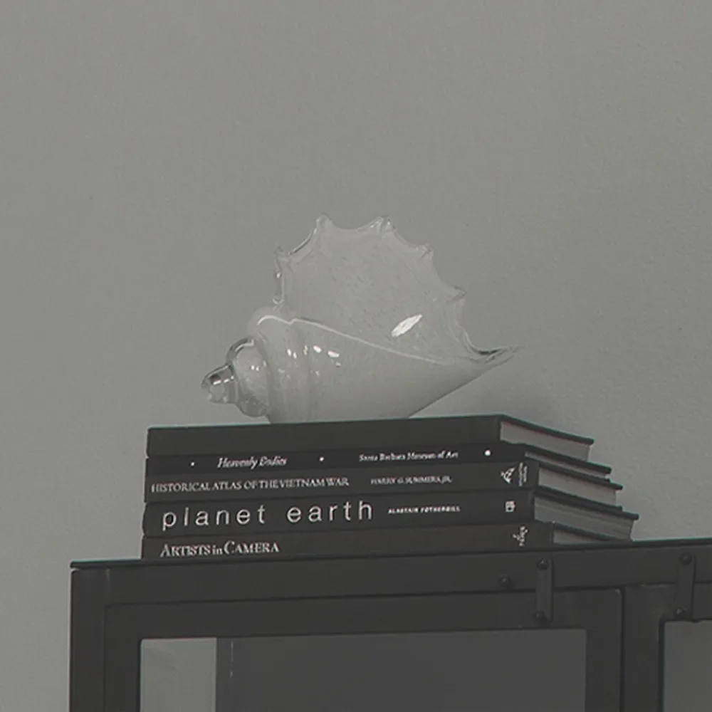 Tristan Hand Blown Glass Shell Sculpture - White