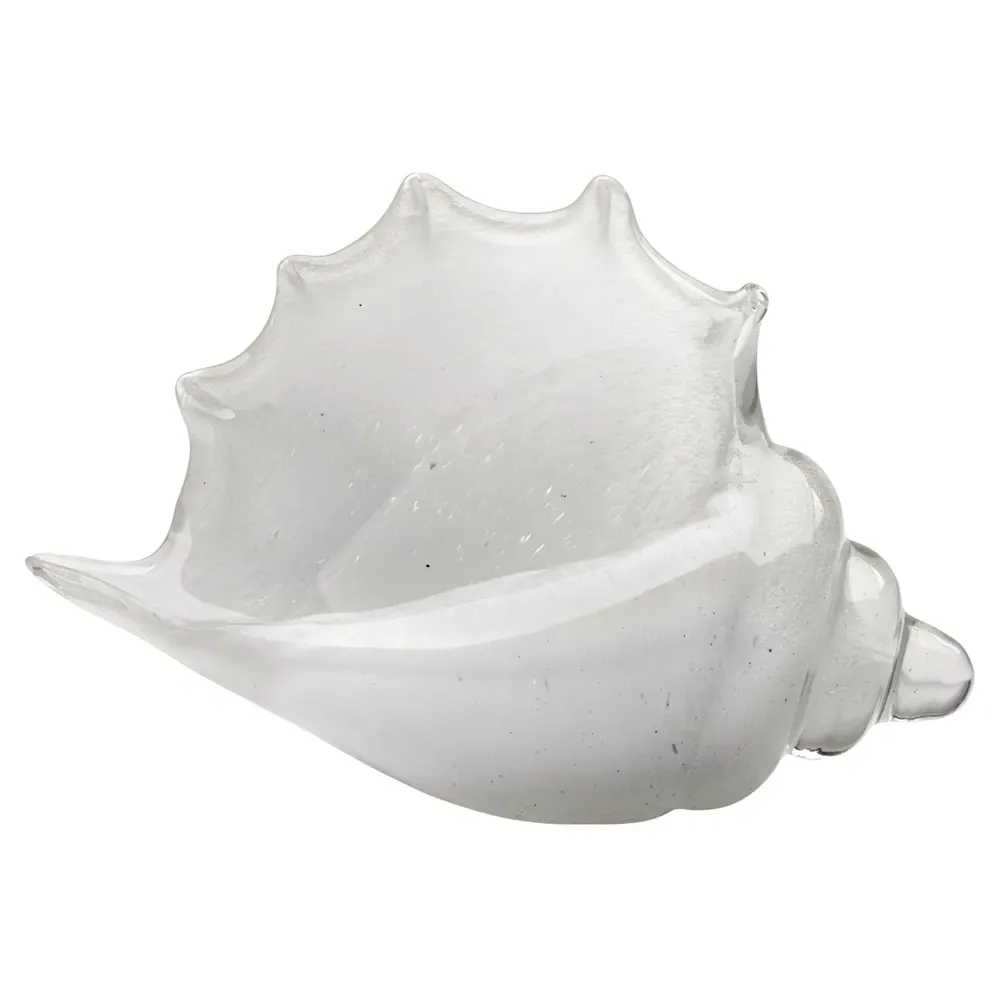 Tristan Hand Blown Glass Shell Sculpture - White image