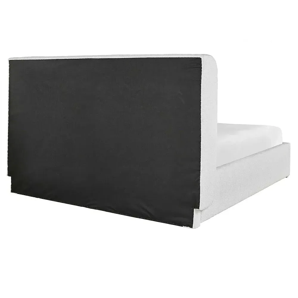 Tristan King Size Wingback Bed - White, Cotton