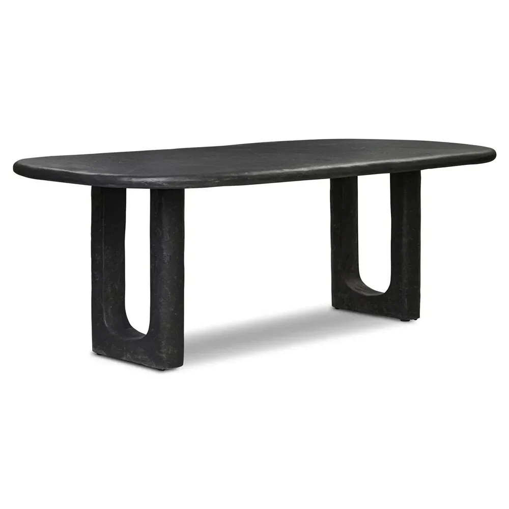 Tristan Oval Outdoor Dining Table - Black, Concrete