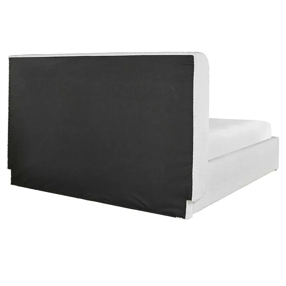 Tristan Queen Size Wingback Bed - White, Cotton