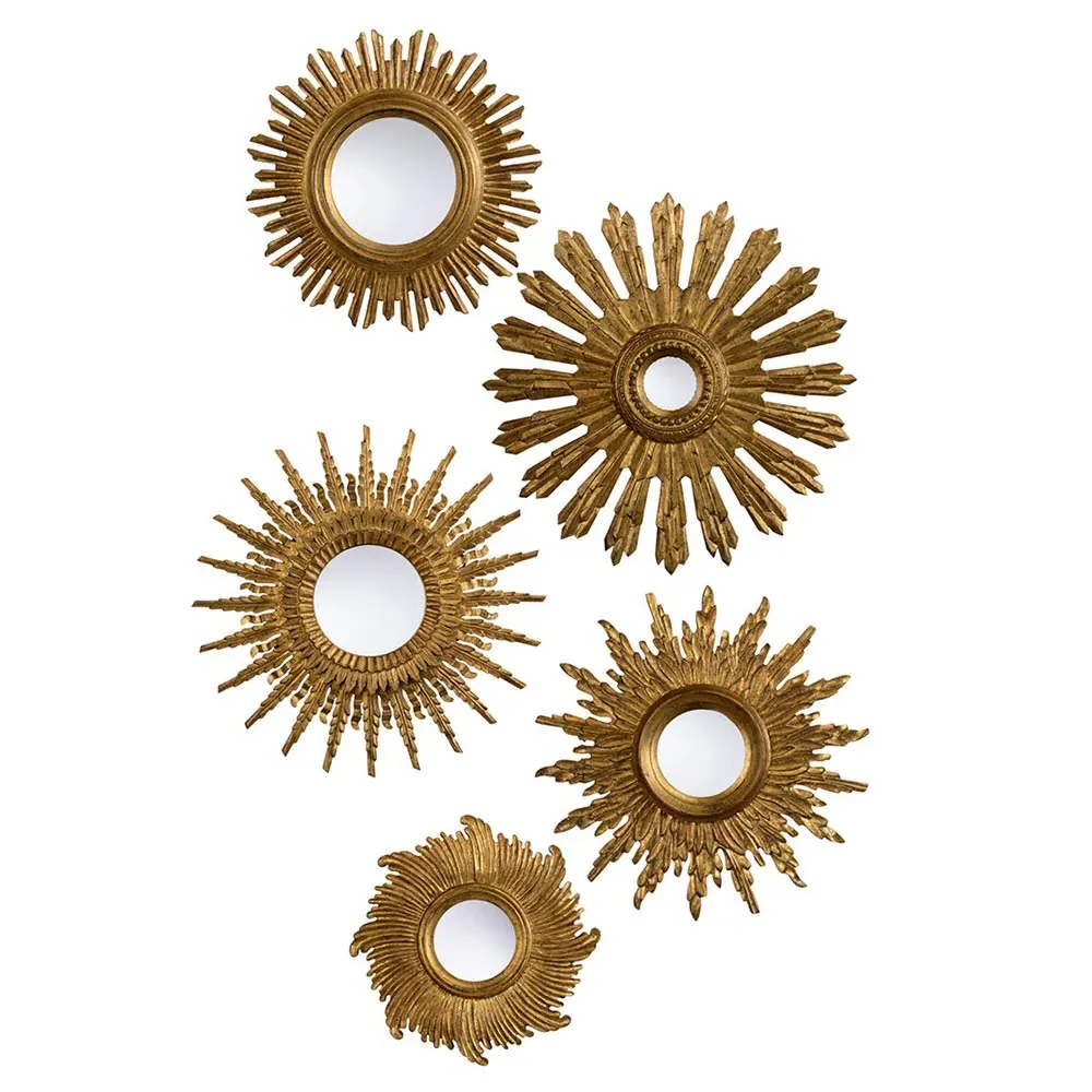 Tristan Starburst Frame Round Mirror Set - Gold image