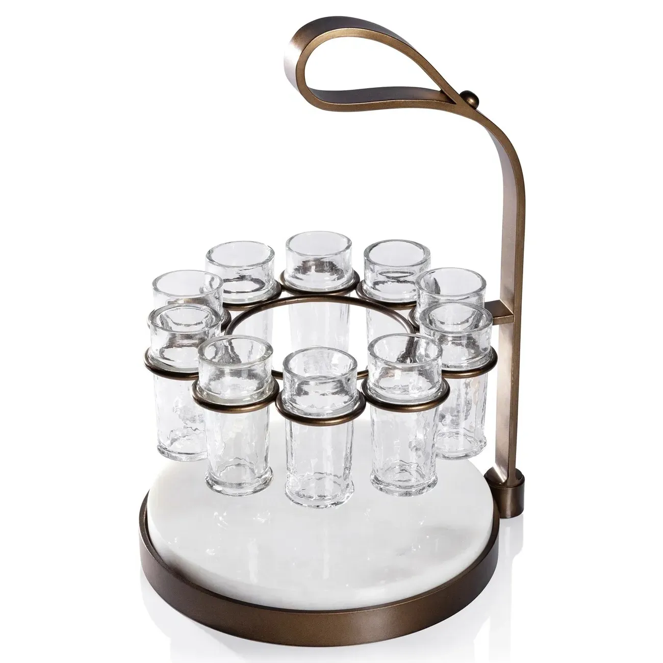 Tristan Tequila Shot Glass Cutting Board Set - Brown, Marble