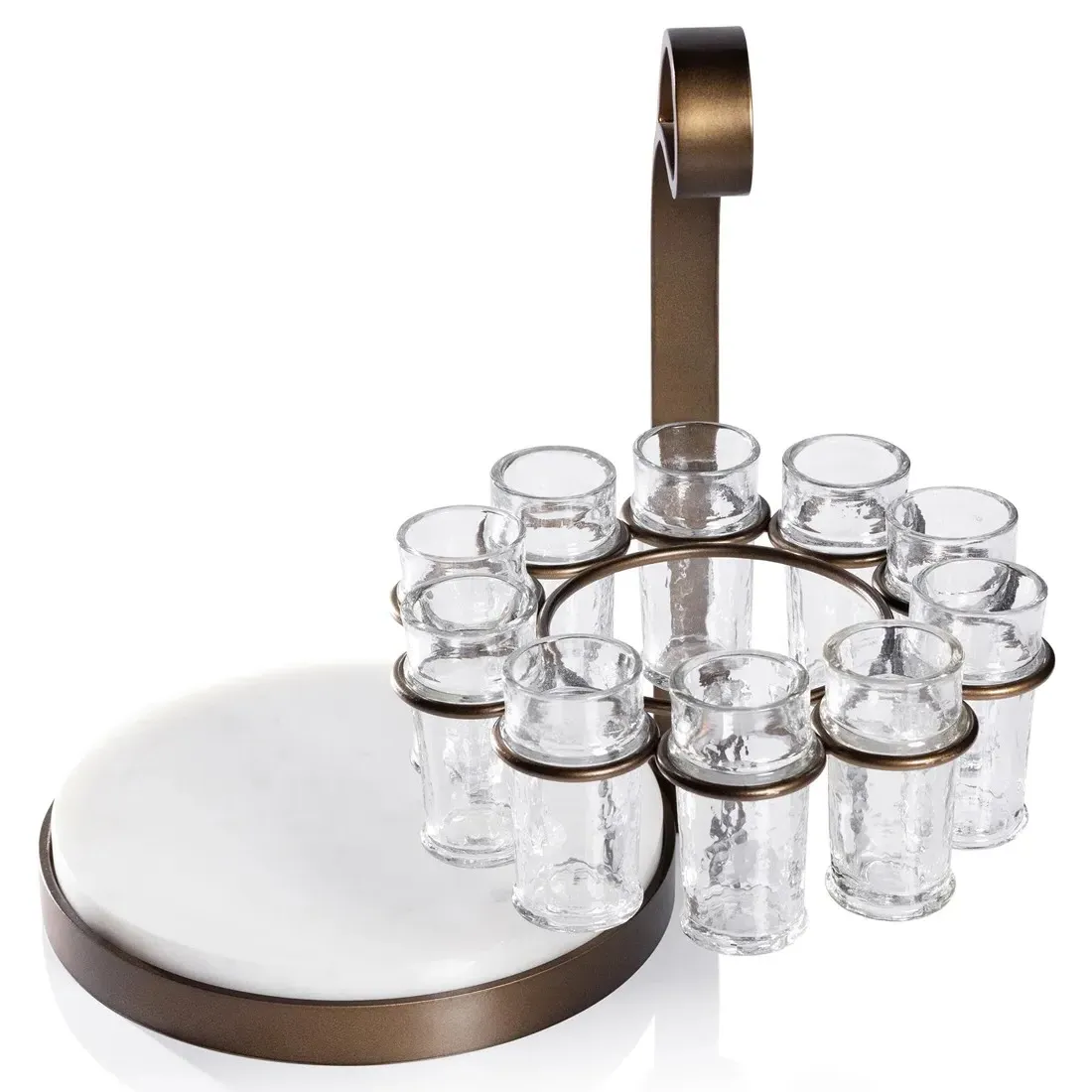 Tristan Tequila Shot Glass Cutting Board Set - Brown, Marble