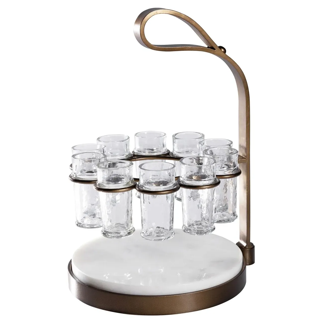 Tristan Tequila Shot Glass Cutting Board Set - Brown, Marble image