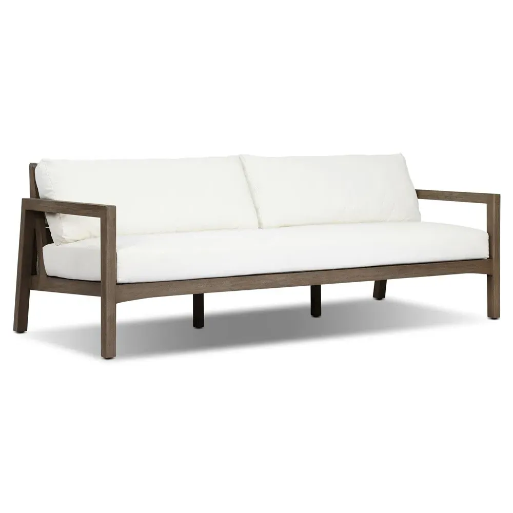 Tristan Woven Back Outdoor Sofa - Grey, Teak