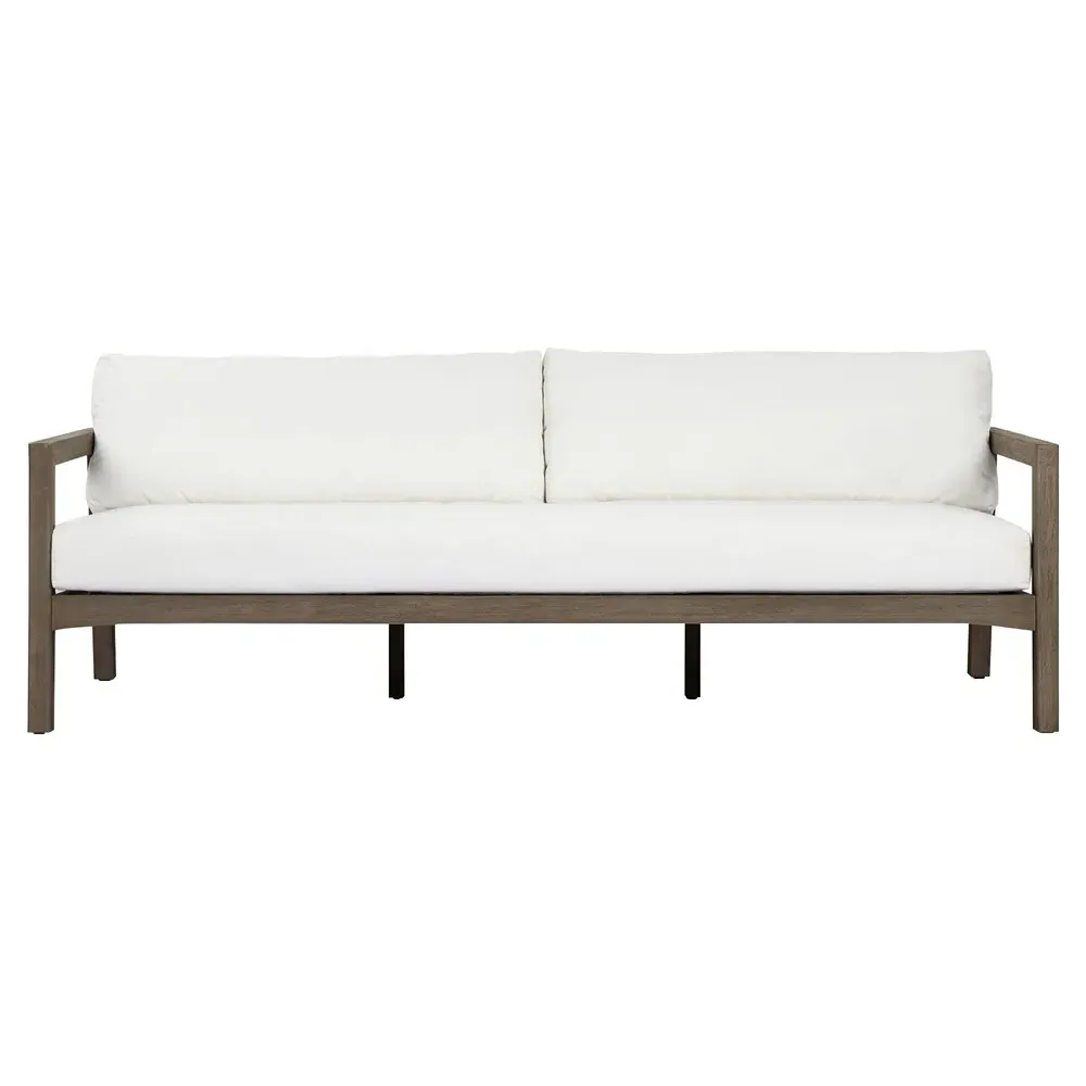 Tristan Woven Back Outdoor Sofa - Grey, Teak