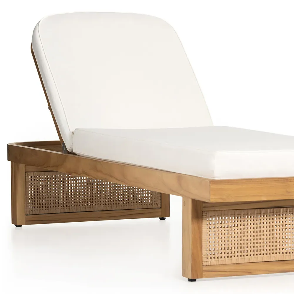 Tropica Outdoor Chaise Lounge - White, Teak