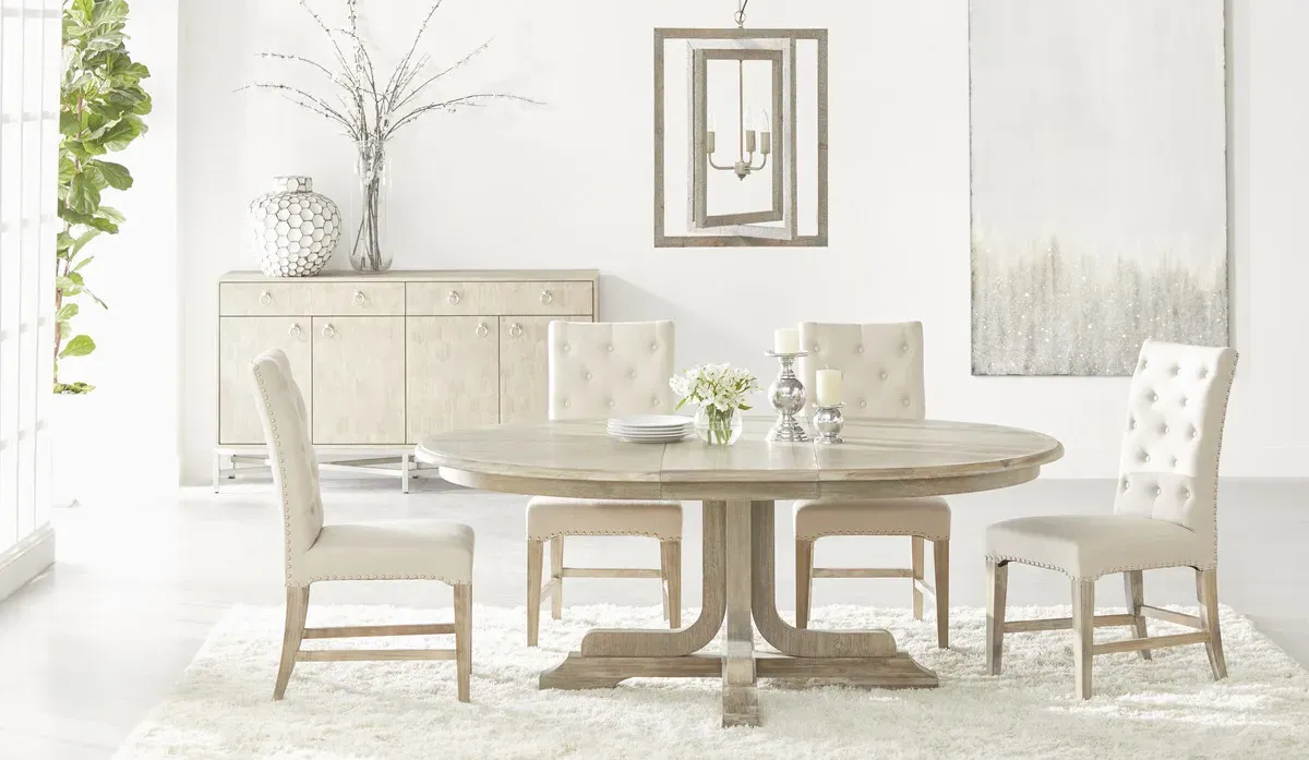 Troy Round Extendable Dining Table - Grey, Acacia