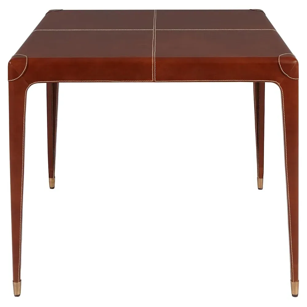 Truett Square Game Table - Brown, Leather image