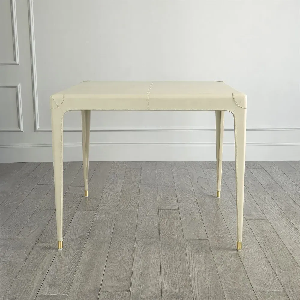 Truett Square Game Table - Cream, Leather