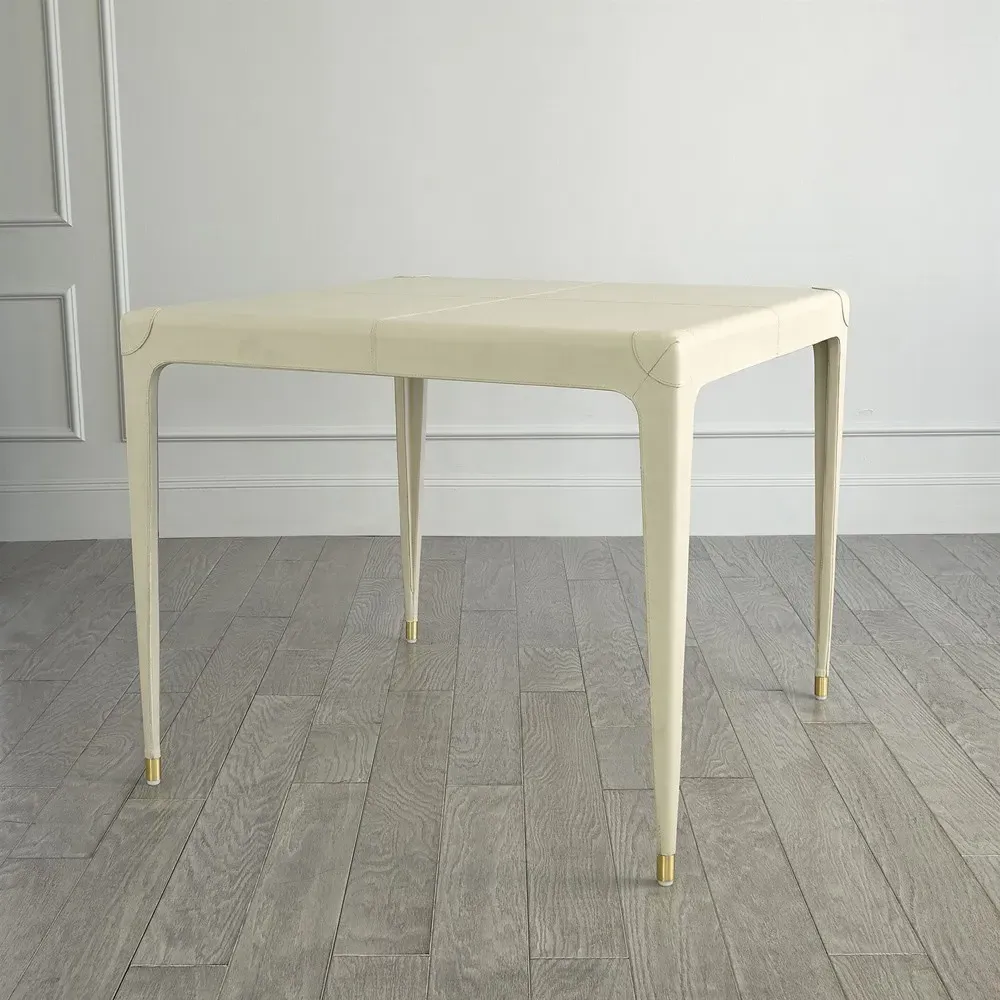 Truett Square Game Table - Cream, Leather