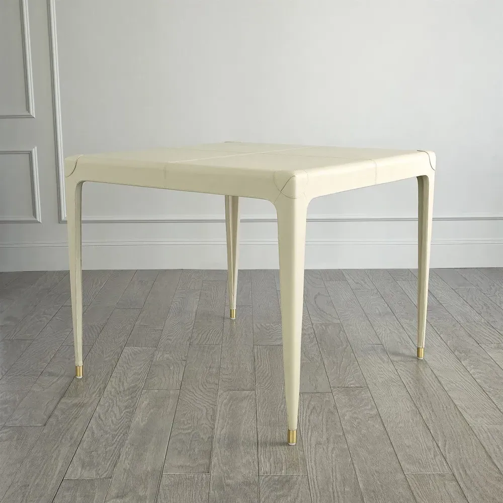 Truett Square Game Table - Cream, Leather