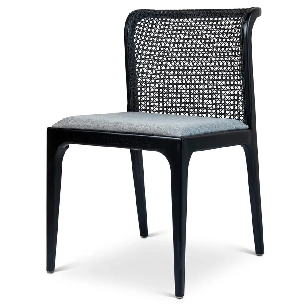 Tucker Woven Cane Dining Side Chair - Grey, Wood