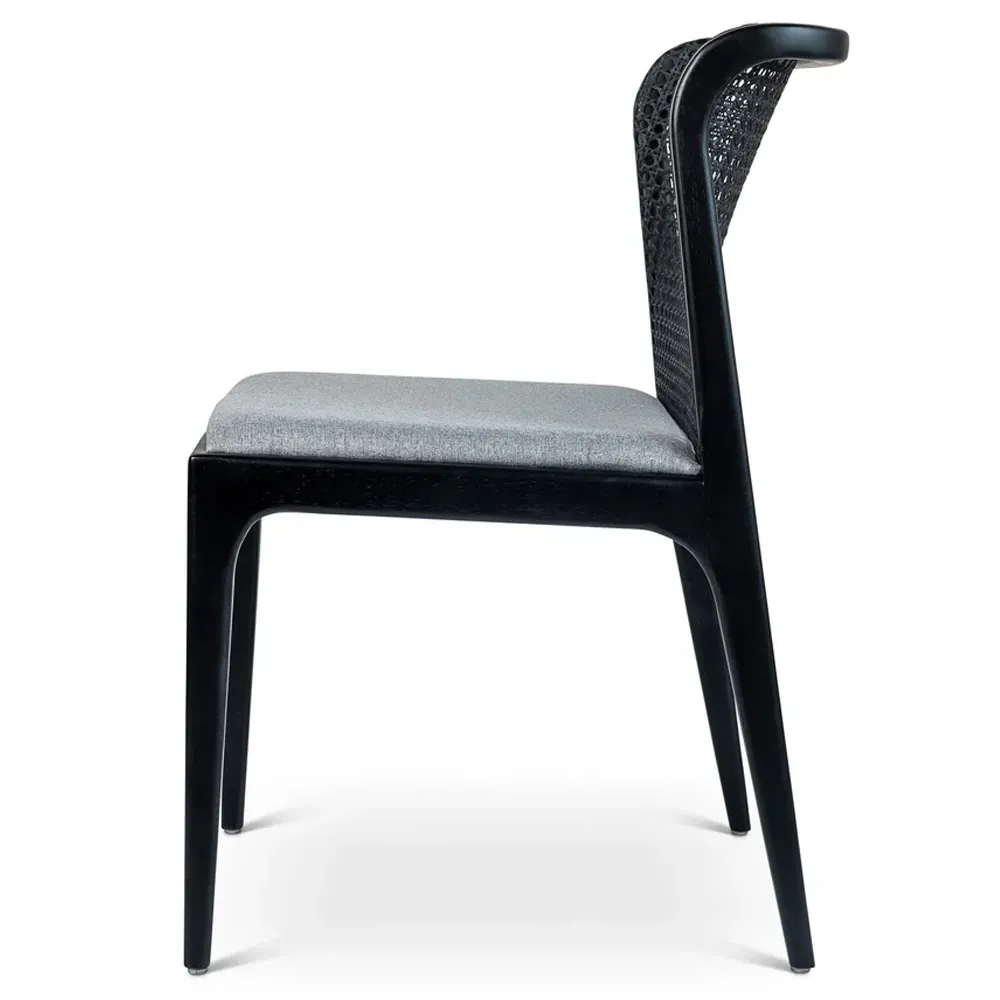 Tucker Woven Cane Dining Side Chair - Grey, Wood
