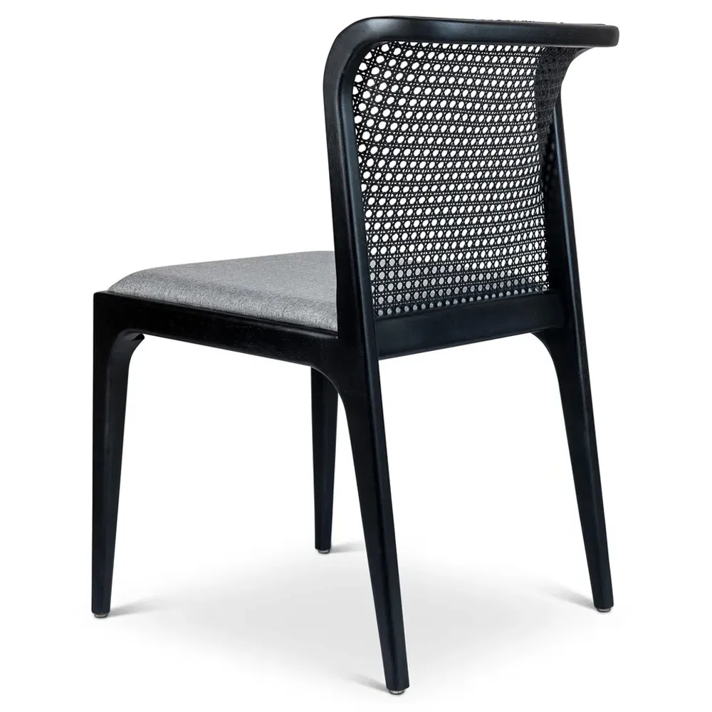 Tucker Woven Cane Dining Side Chair - Grey, Wood