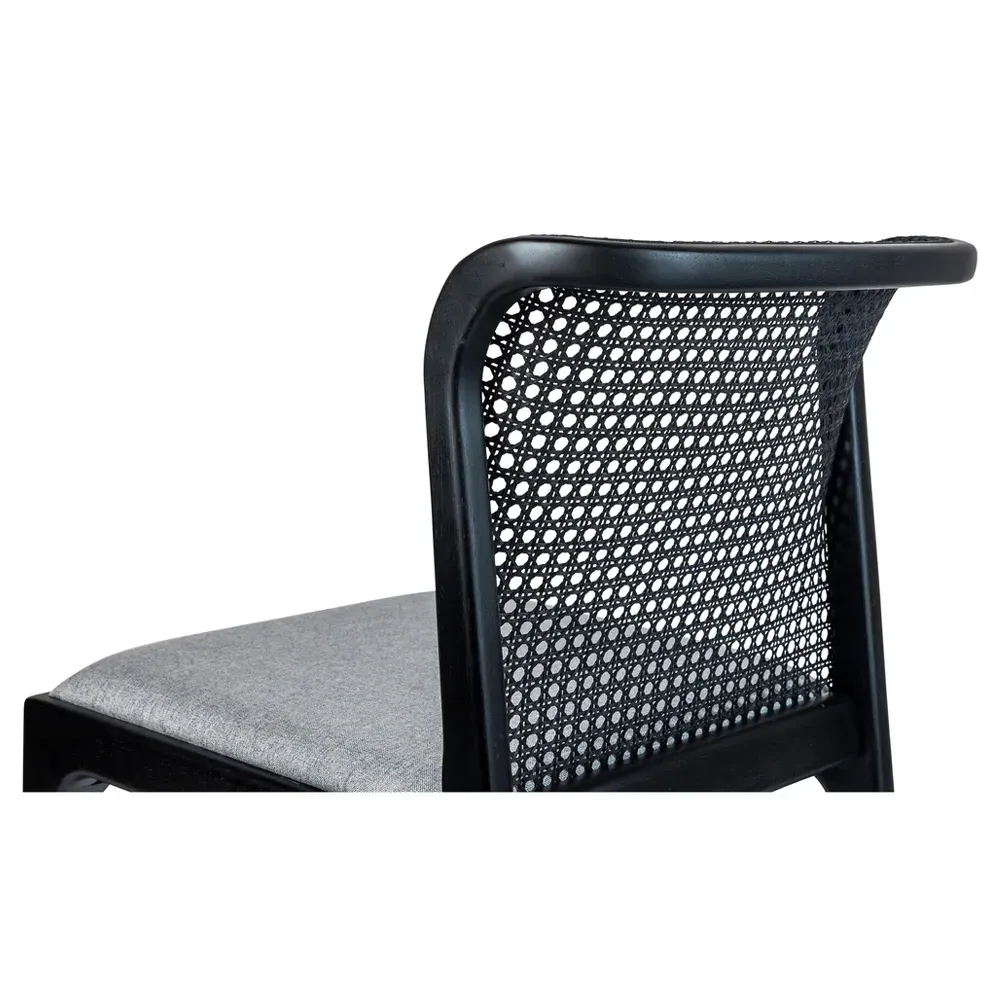 Tucker Woven Cane Dining Side Chair - Grey, Wood