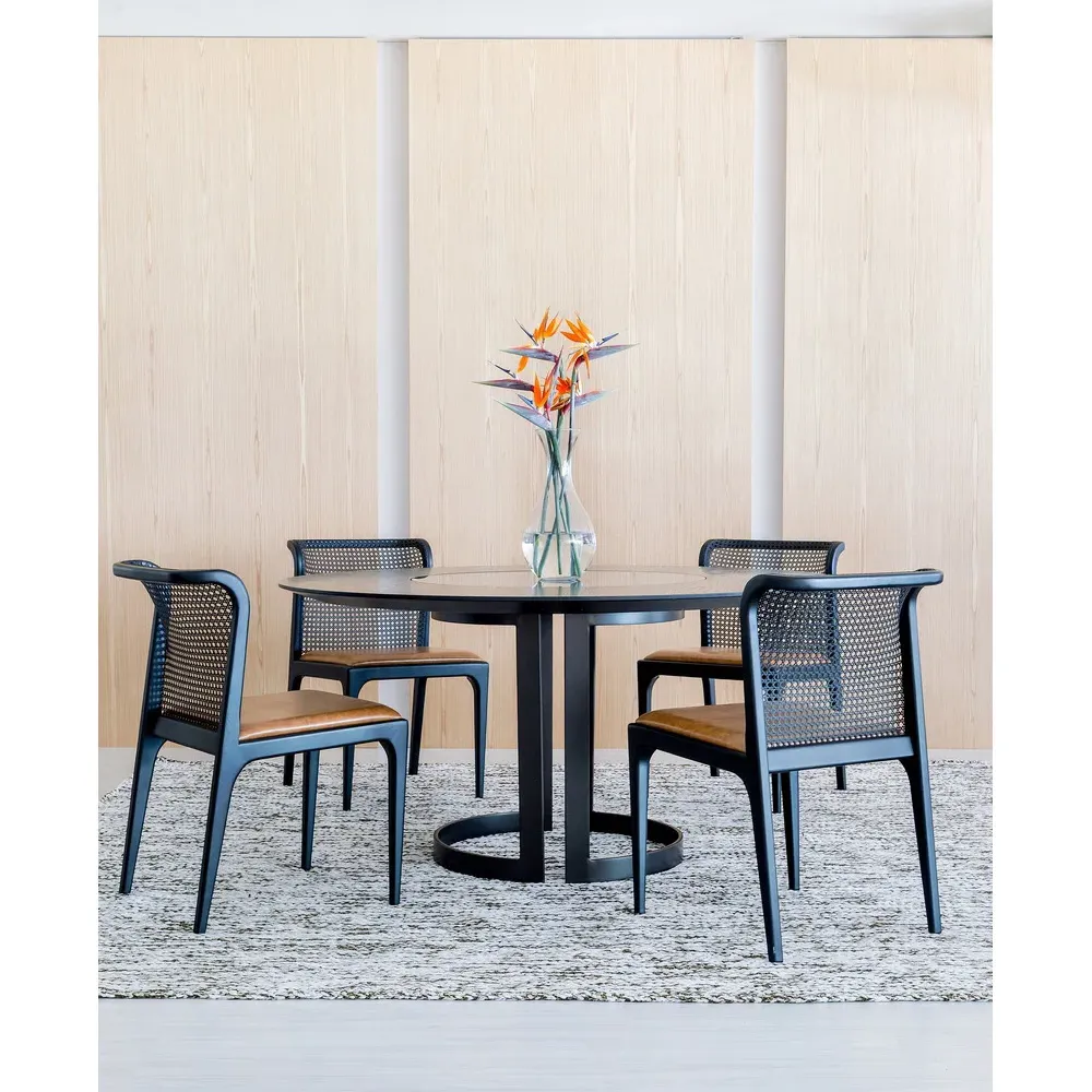 Tucker Woven Cane Dining Side Chair - Grey, Wood