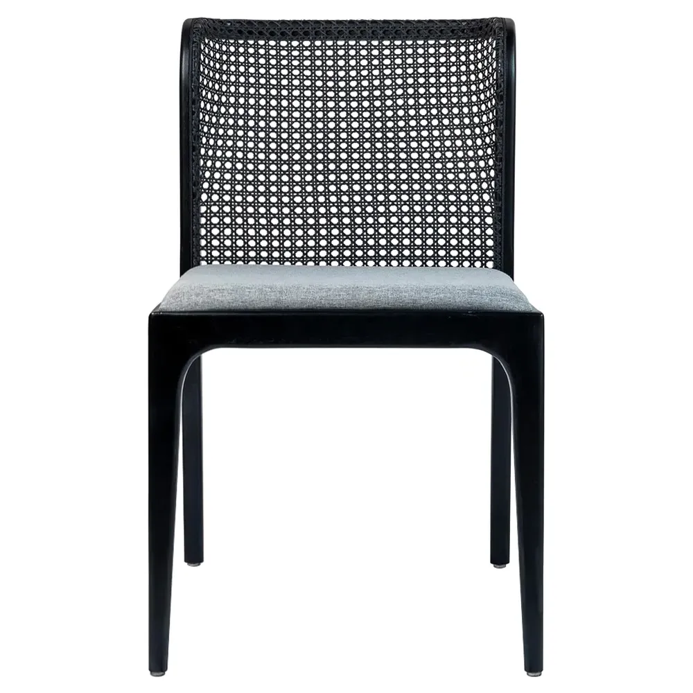 Tucker Woven Cane Dining Side Chair - Grey, Wood