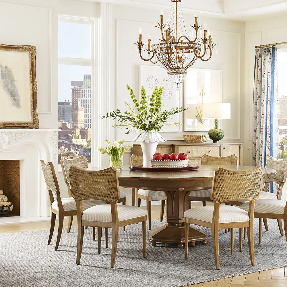 Tulip French Extendable Round Dining Table - Brown